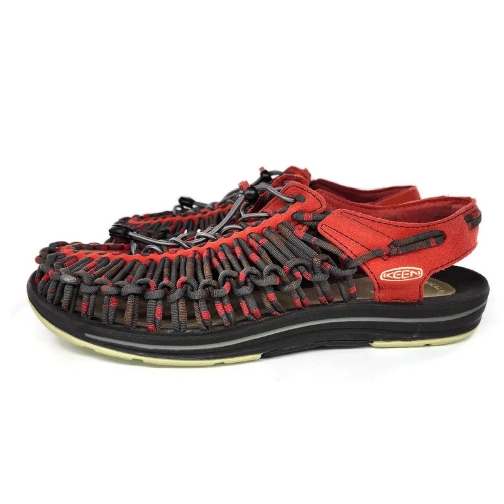 Keen Uneek Red & Grey Two-Cord Bungee Lace Open-Air Sandals - Picture 4 of 12